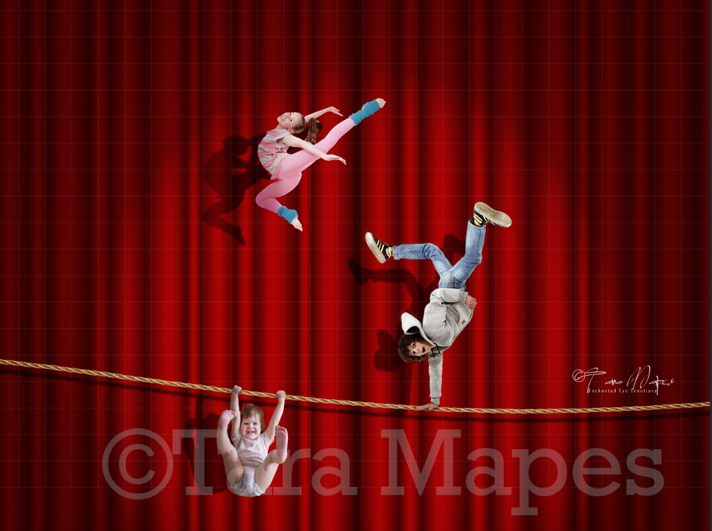 Circus Curtain - Tightrope - Vintage Circus Digital Background by Tara Mapes