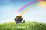 St. Patrick&#39;s Day - Pot of Gold - Gold at the End of a Rainbow - Digital Background