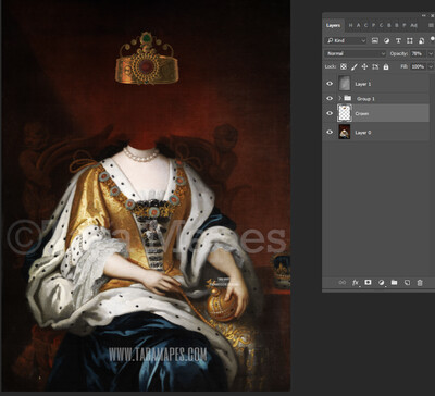 Royal Pet Portrait QUEEN Body PSD Template- Pet Painting Portrait Body 8 - Layered PSD  Digital Background Backdrop