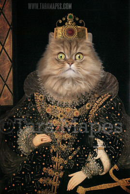 Royal Pet Portrait QUEEN Body PSD Template- Pet Painting Portrait Body 11 - Layered PSD  Digital Background Backdrop