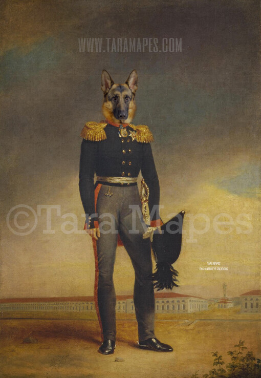 Pet Portrait Police Painting Body PSD Template- Pet Painting Portrait Body1- Layered PSD  Digital Background Backdrop