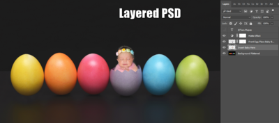 Easter Egg Baby - Eggs on a Hill - Digital Background LAYERED PSD - Newborn Baby Easter Egg