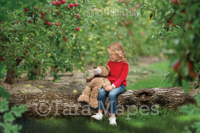 Apple Orchard Spring Log- Spring Background - Creamy Background Apple Picking  Digital Background / Backdrop