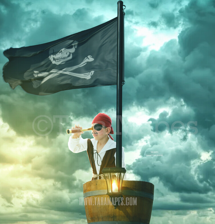 Pirate Ship Crows Nest Layered PSD Digital Background
