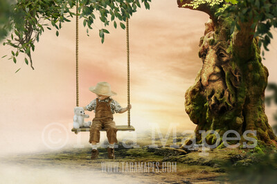 Enchanted Tree 4 - Tree Face - Talking Tree - Giving Tree- Magical Tree - Enchanted Forest Digital Background Backdrop