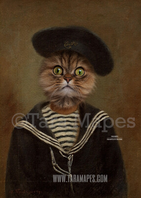Child Pet Portrait Sailor Body PSD Template- Pet Painting Portrait Boy Body 11 - Layered PSD Digital Background Backdrop