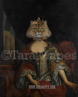 Royal Pet Portrait QUEEN Body PSD Template- Pet Painting Portrait Body 17 - Layered PSD  Digital Background Backdrop