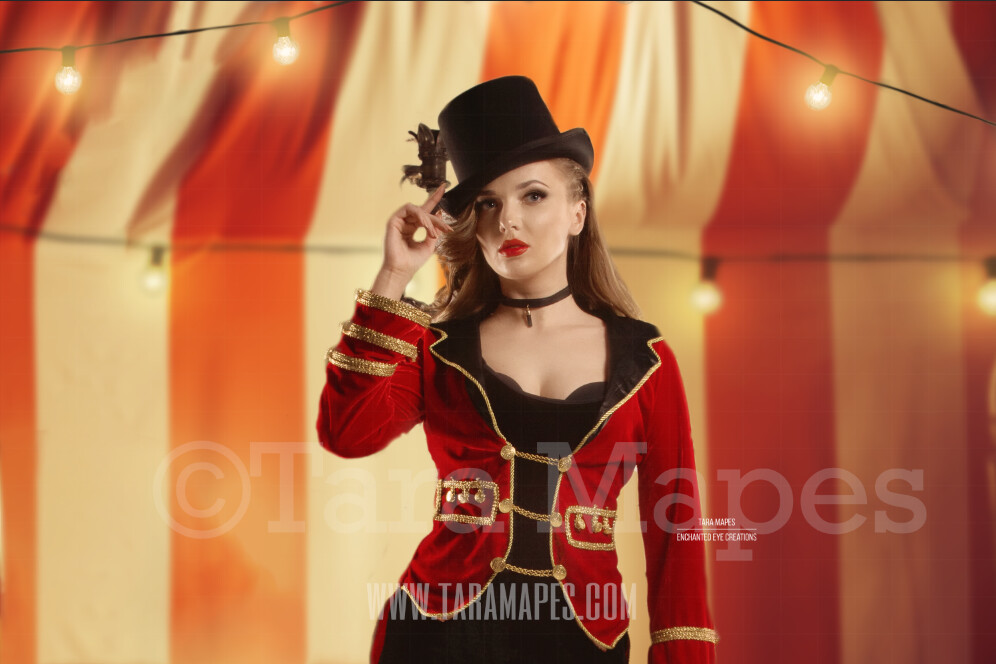Circus Tent - Circus Tent with Lights Close Up Portrait Background - Vintage Circus Digital Background by Tara Mapes