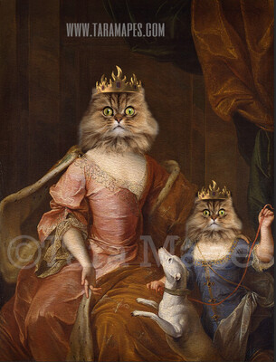 Royal Pet Portrait QUEEN Body PSD Template- Pet Painting Mother Daughter Portrait Body 21 - Layered PSD  Digital Background Backdrop