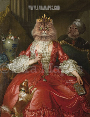 Royal Pet Portrait QUEEN Body PSD Template- Pet Painting Portrait Body 26 - Layered PSD  Digital Background Backdrop