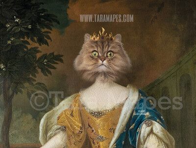Royal Pet Portrait QUEEN Body PSD Template- Pet Painting Portrait Body 27 - Layered PSD  Digital Background Backdrop