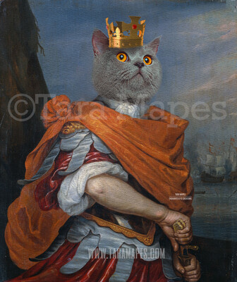 Royal Pet Portrait KING Body Layered PSD Template- Pet Painting Portrait Body 22-- Layered PSD  Digital Background Backdrop