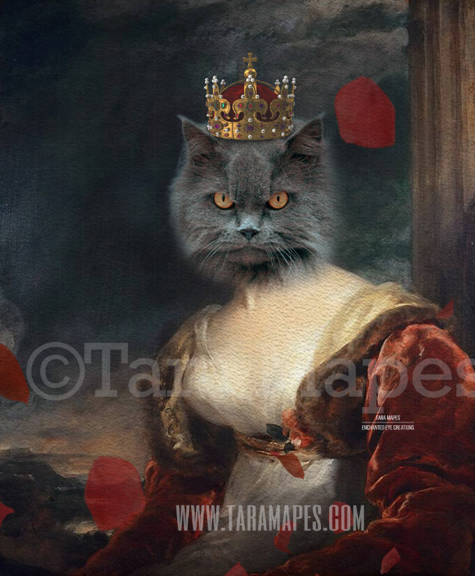 Royal Pet Portrait QUEEN Body PSD Template- Pet Painting Portrait Body 38 - Layered PSD  Digital Background Backdrop