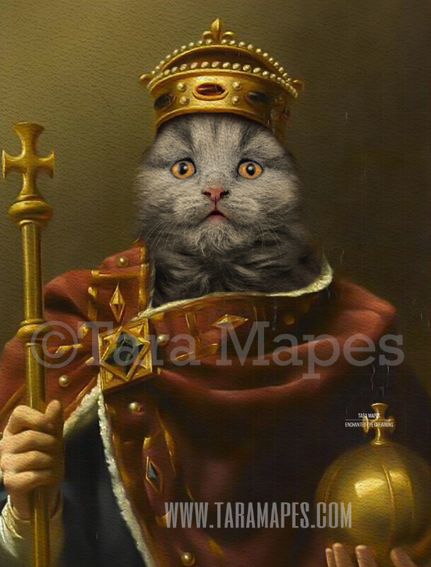 Royal Pet Portrait KING Body PSD Template- Pet Painting Portrait Body 23 - Layered PSD  Digital Background Backdrop