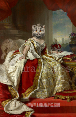 Royal Pet Portrait QUEEN Body PSD Template- Pet Painting Portrait Body 45 - Layered PSD  Digital Background Backdrop