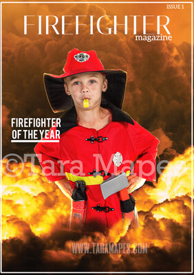 Firefighter Magazine Template Layered PSD - Firefighter Digital Background -  Hero Digital Background Backdrop