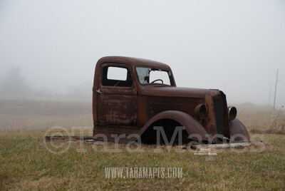 Foggy Truck 3 Digital Background Backdrop