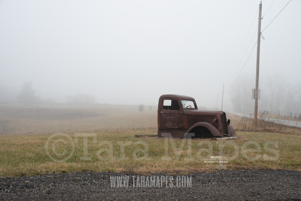 Foggy Truck 4 Digital Background Backdrop