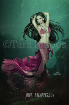 Realistic Dark Mermaid Underwater 4 - Layered PSD Mermaid Digital Background Backdrop - Separate Element Layers -Tail Layer is Separate