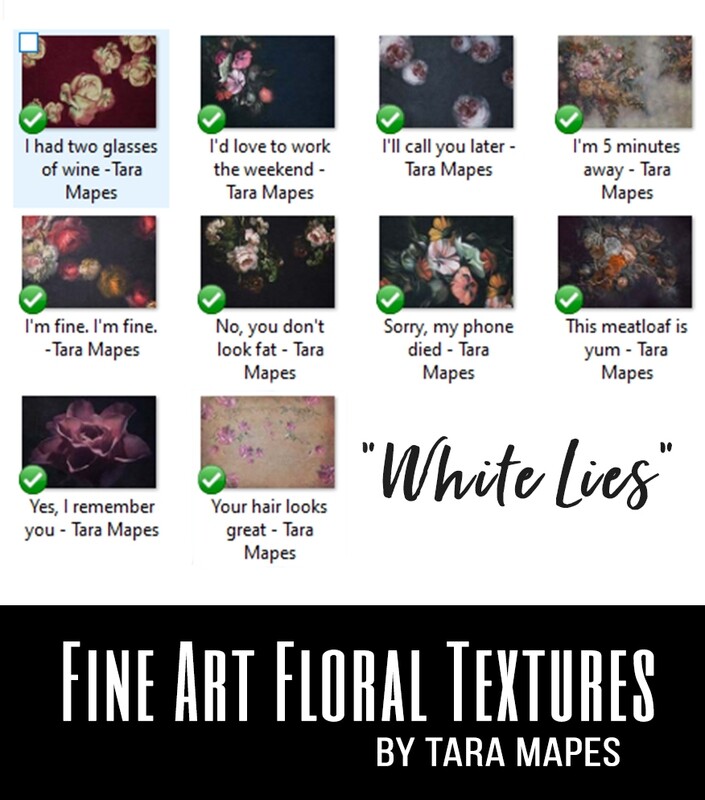 10 Old Masters Floral Textures -Floral Backdrops - Digital Backgrounds - WHITE LIES Photoshop Overlays by Tara Mapes