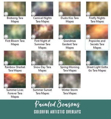 15 Painted Seasons Color Style Overlays - Photoshop Color Films "Painted Seasons" -  Photoshop Overlays by Tara Mapes