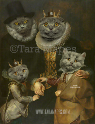 Pet Portrait  - Group of Bodies PSD Template- Pet Painting Portrait Bodies 97 - Layered PSD  Digital Background Backdrop