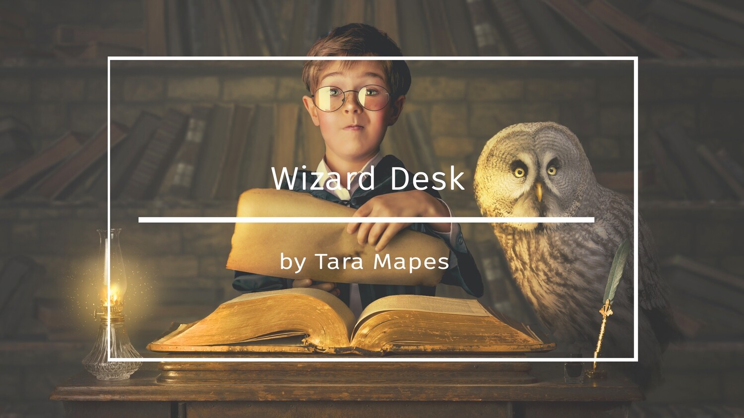 Photoshop Tutorial on How To Extract and Blend Your Subject into Wizard Desk Background in Photoshop by Tara Mapes