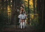 Alice in Wonderland Mossy Chair in Forest Digital Background Backdrop