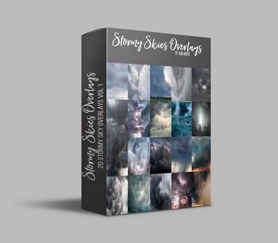 STORMY SKIES 20 Cloudy Thunderstorm Sky Overlays Digital Background Backdrop