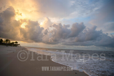 Beach Scene 7  - Beach Cape Bay - Ocean Pier - Pastel Beach Scene - Digital Background Backdrop