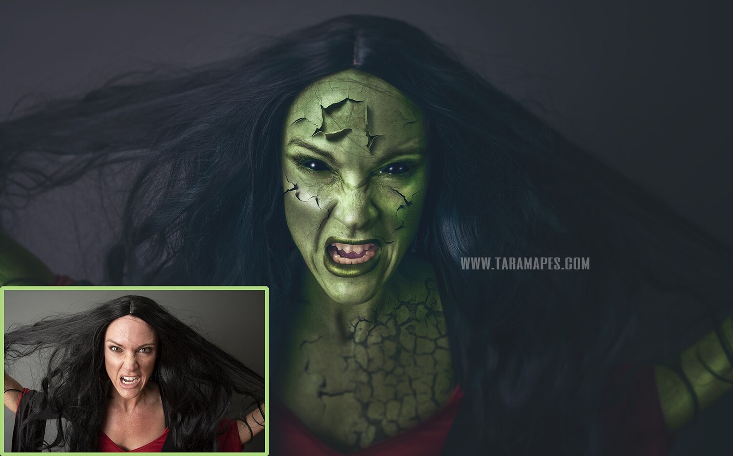 The Witch Halloween - Black Eyes and Cracked Skin Painterly Fine Art Photoshop Tutorial by Tara Mapes