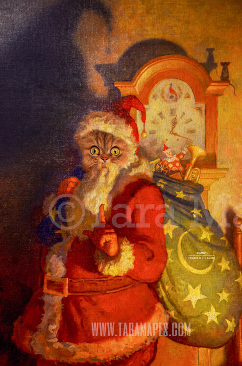 Christmas Santa Pet Portrait PSD Template- Pet Painting Portrait SANTA Body 2  - Layered PSD Digital Background Backdrop