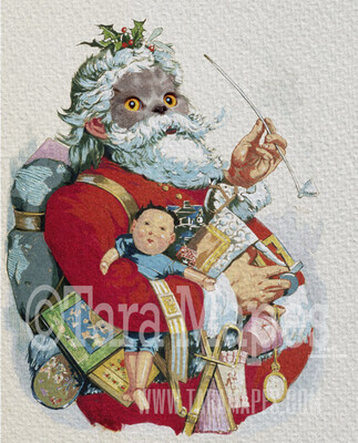 Christmas Santa Pet Portrait PSD Template- St Nicholas Pet Painting Portrait SANTA Body 8  - Layered PSD Digital Background Backdrop