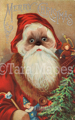 Christmas Santa Pet Portrait PSD Template- St Nicholas Pet Painting Portrait SANTA Body 9 - Layered PSD Digital Background Backdrop