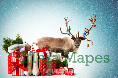 Rudolph Ride - Ride on Reindeer FREE SNOW OVERLAY - Santa Riding North Pole- Christmas Holiday Digital Background Backdrop