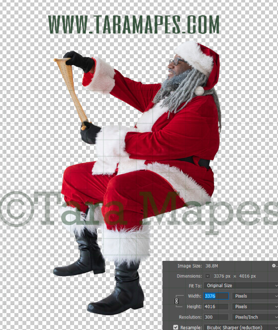Black Santa Overlay PNG - African American Santa Overlay - Santa with Scroll Clip Art - Santa Cut Out  - Christmas Overlay - Santa PNG - Christmas Overlay