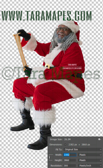Black Santa Overlay PNG - African American Santa Overlay - Santa with Scroll Clip Art - Santa Cut Out - Christmas Overlay - Santa PNG - Christmas Overlay
