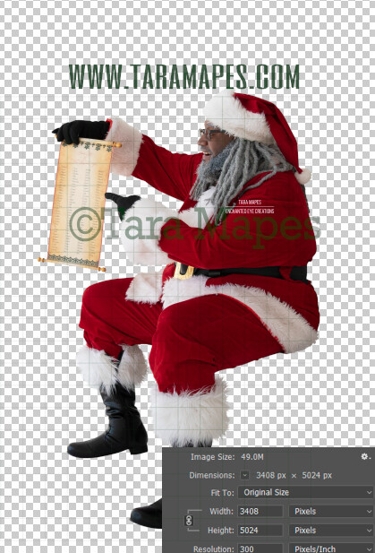 Black Santa Overlay PNG - African American Santa Overlay - Santa with Good List Clip Art - Santa Cut Out - Christmas Overlay - Santa PNG - Christmas Overlay