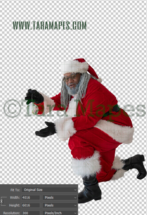 Black Santa Overlay PNG - African American Santa Overlay - Santa with Gift Clip Art - Santa Cut Out - Christmas Overlay - Santa PNG - Christmas Overlay