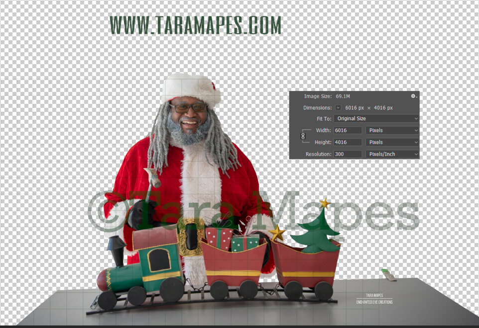 Black Santa Overlay PNG - African American Santa Overlay - Santa with Gift Clip Art - Santa Cut Out - Christmas Overlay - Santa PNG - Christmas Overlay