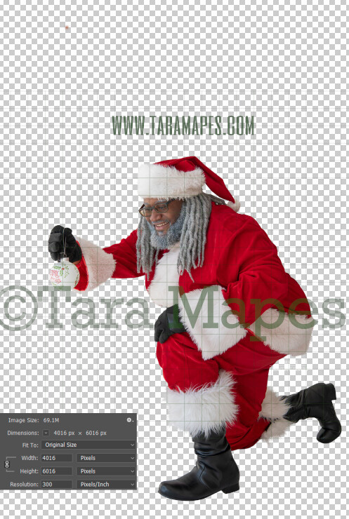 Black Santa Overlay PNG - African American Santa Overlay - Santa with Gift Clip Art - Santa Cut Out - Christmas Overlay - Santa PNG - Christmas Overlay