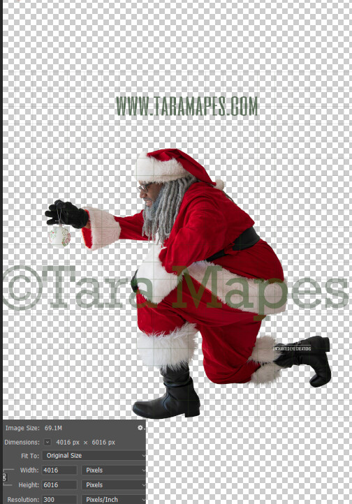 Black Santa Overlay PNG - African American Santa Overlay - Santa with Gift Clip Art - Santa Cut Out  - Christmas Overlay - Santa PNG - Christmas Overlay