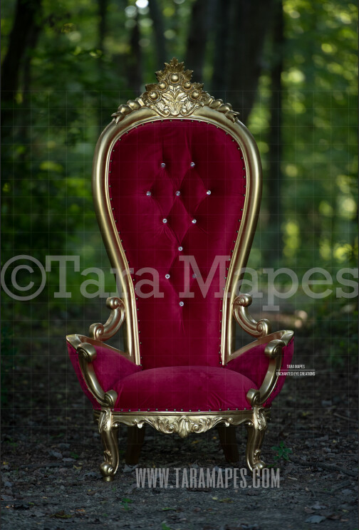 Villains Red Throne Chair JPG - Red Royal Throne Chair in Forest Digital  Background Backdrop