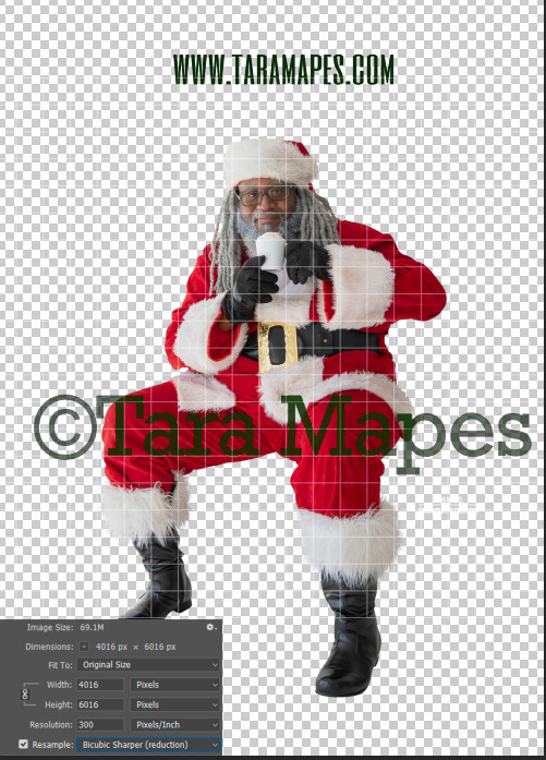 Black SantaOverlay PNG - African American Santa Overlay - Santa with Gift Clip Art - Santa Cut Out  - Christmas Overlay - Santa PNG - Christmas Overlay