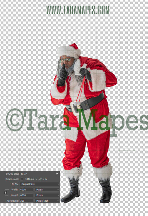 Black SantaOverlay PNG - African American Santa Overlay - Santa with Gift Clip Art - Santa Cut Out - Christmas Overlay - Santa PNG - Christmas Overlay