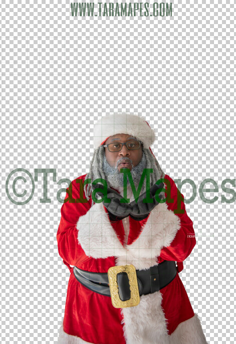 Black SantaOverlay PNG - African American Santa Overlay - Santa with Gift Clip Art - Santa Cut Out - Christmas Overlay - Santa PNG - Christmas Overlay