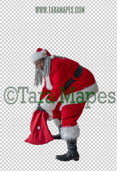 Black SantaOverlay PNG - African American Santa Overlay - Santa with Gift Clip Art - Santa Cut Out - Christmas Overlay - Santa PNG - Christmas Overlay
