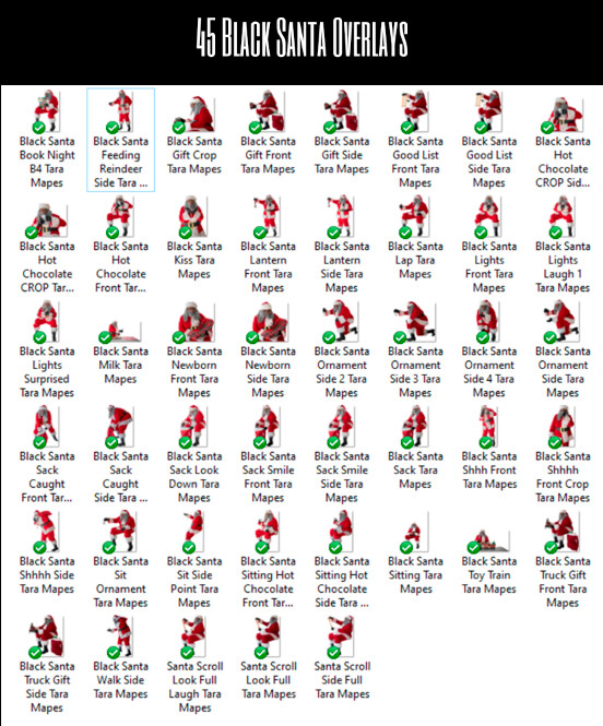 45 Black Santa Overlays BIG BUNDLE - 45 African American Santa Overlays  - Santa PNGs - Christmas Overlay - Santa PNG - Christmas Overlay