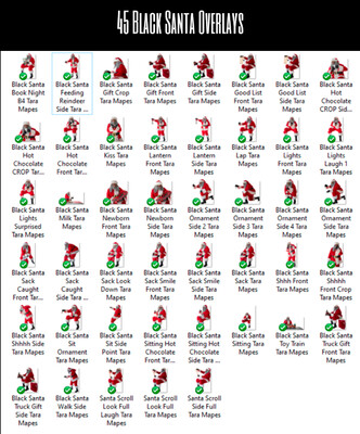 45 Black Santa Overlays BIG BUNDLE - 45 African American Santa Overlays  - Santa PNGs - Christmas Overlay - Santa PNG - Christmas Overlay