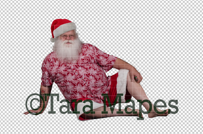 Beach Santa in Shorts and Hat Overlay PNG - Santa Overlay - Santa Clip Art - Santa Cut Out  - Christmas Overlay - Santa PNG - Christmas Overlay